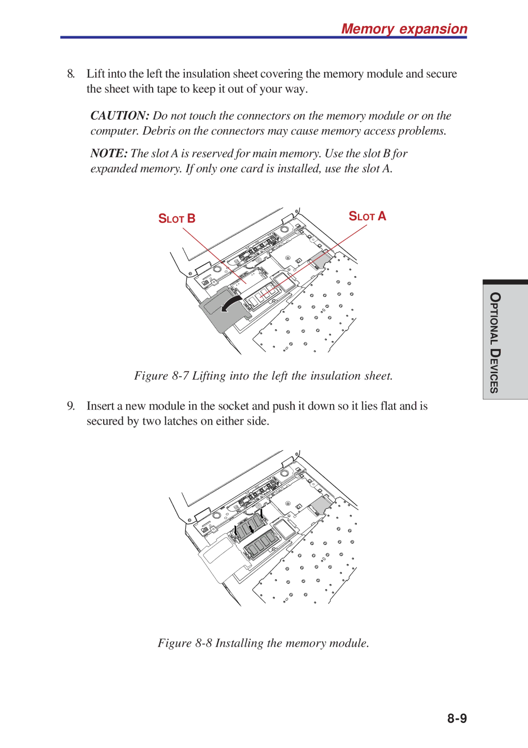 Toshiba A40 Series manual Lifting into the left the insulation sheet 