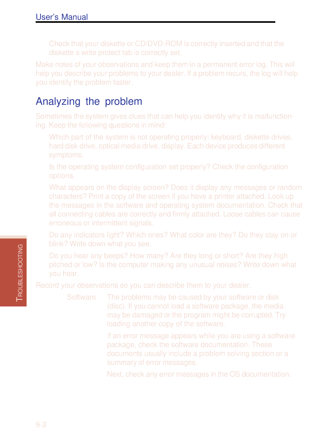 Toshiba A40 Series manual Analyzing the problem 