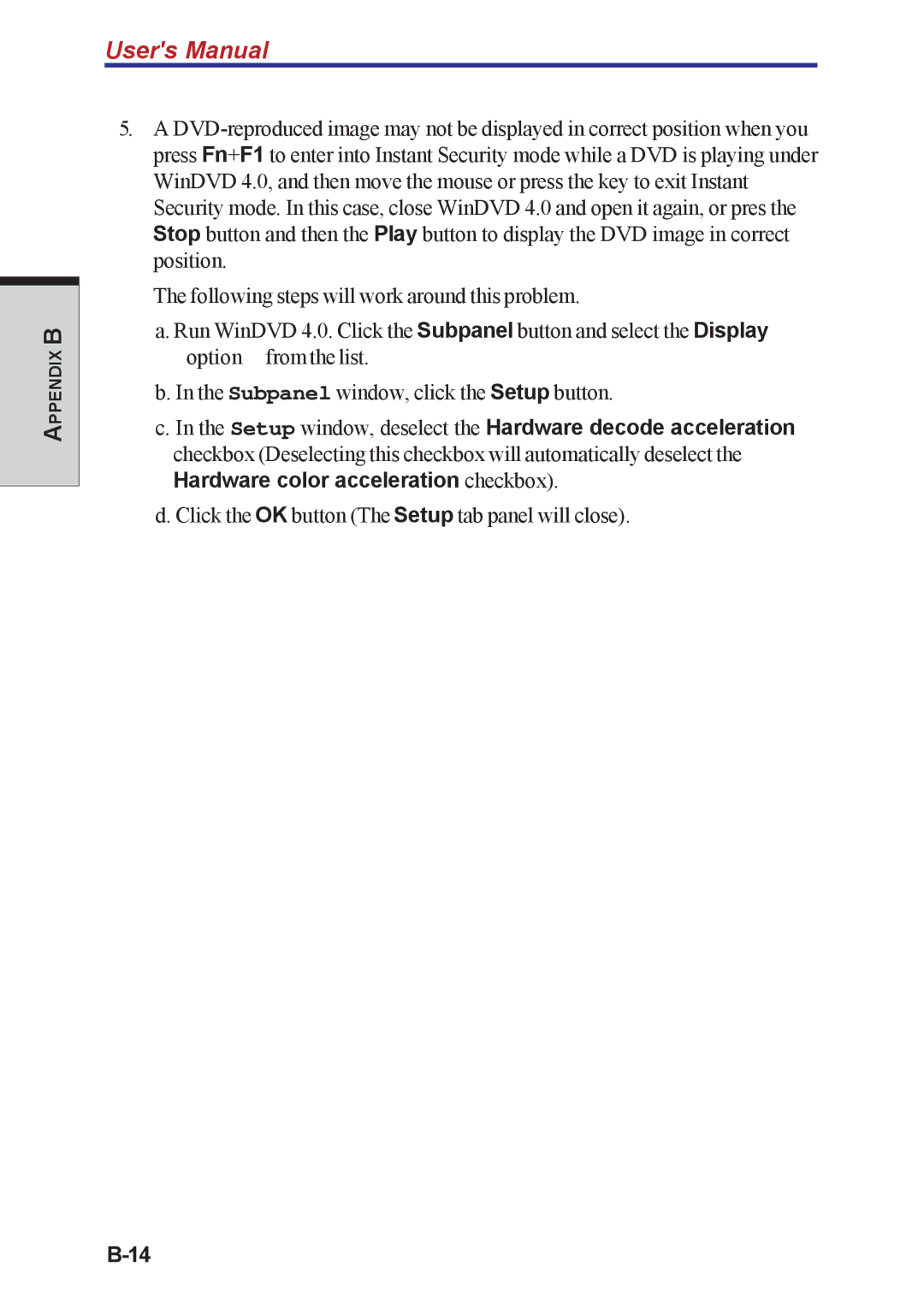 Toshiba A40 Series manual Appendix B 