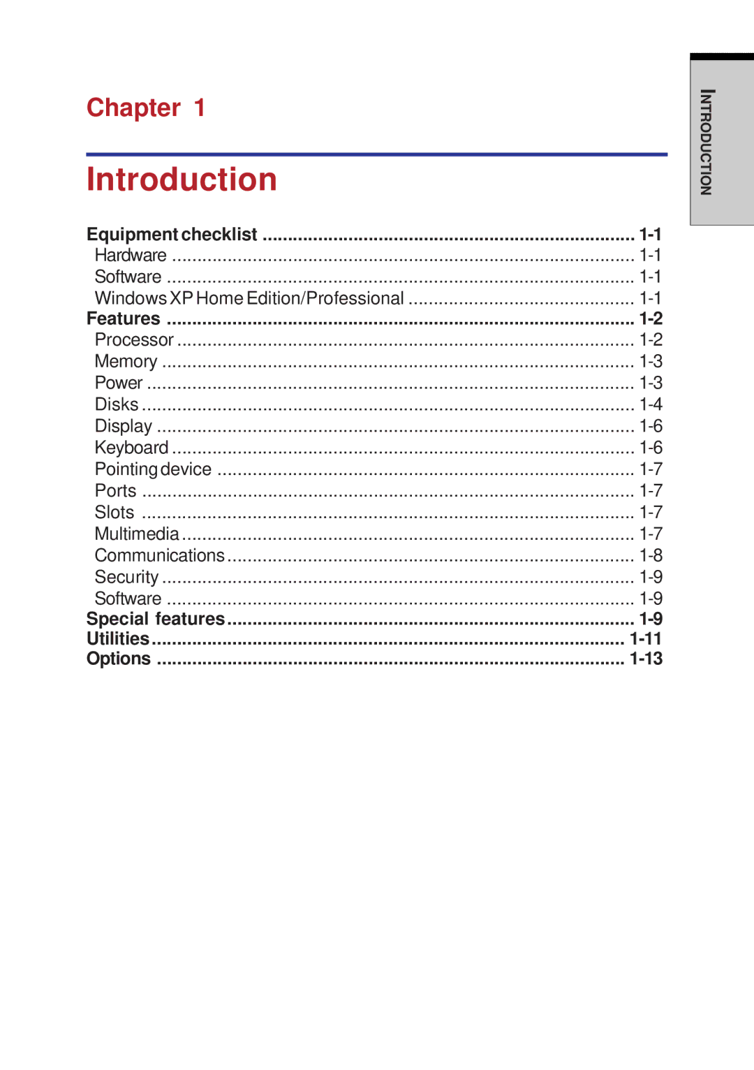 Toshiba A40 Series manual Introduction, Chapter 