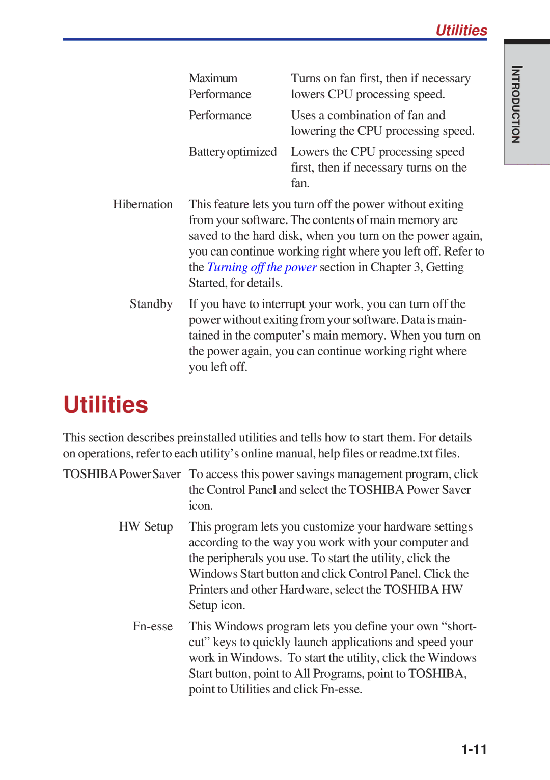 Toshiba A40 Series manual Utilities 