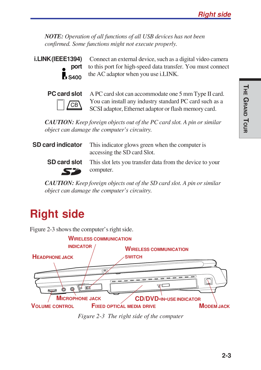 Toshiba A40 Series manual Right side 