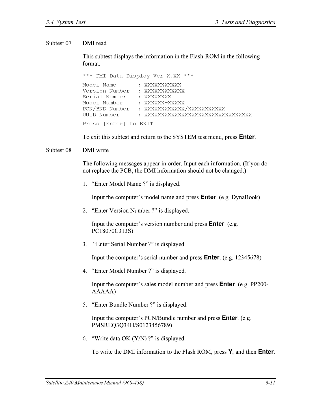 Toshiba A40 manual System Test Tests and Diagnostics, Aaaaa 