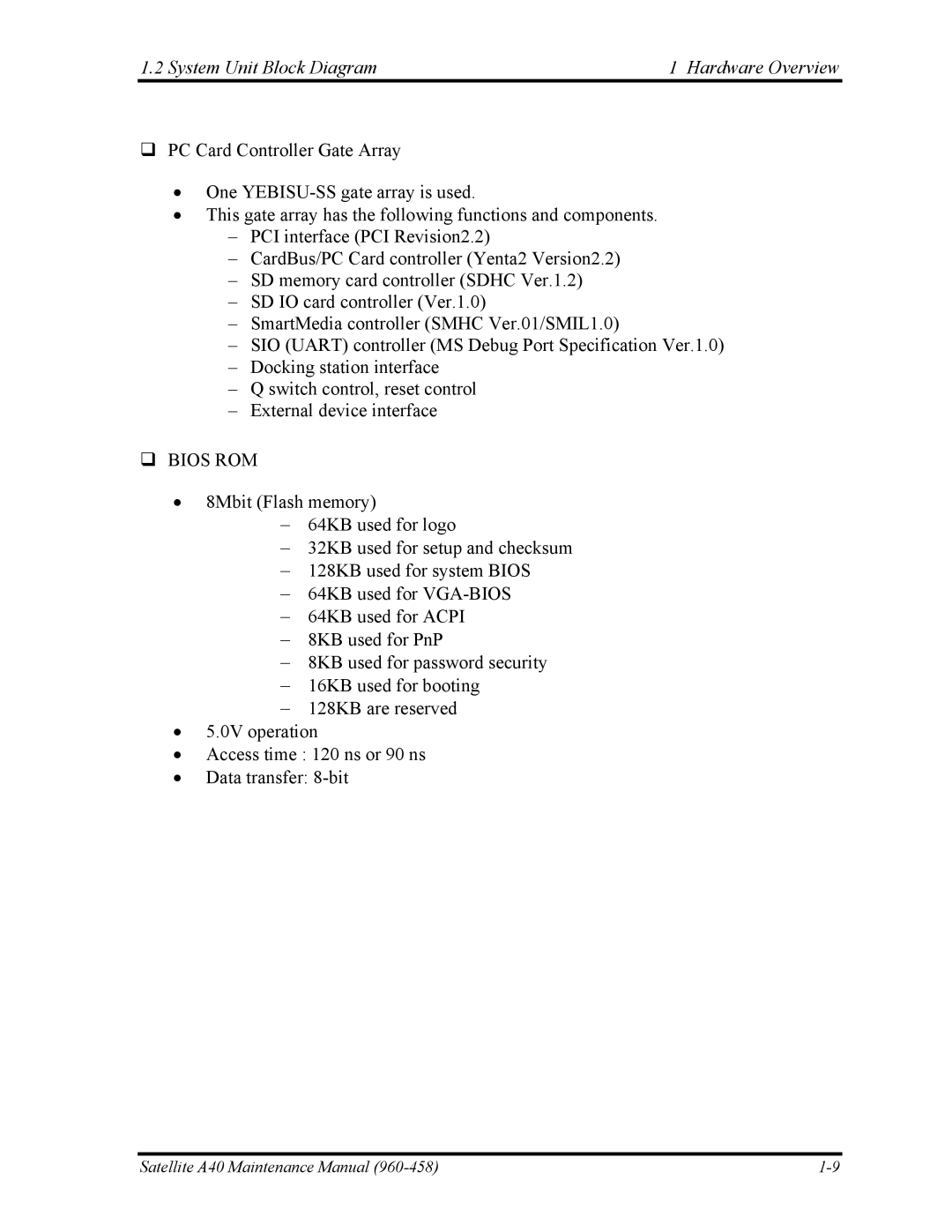 Toshiba A40 manual ‰ Bios ROM 