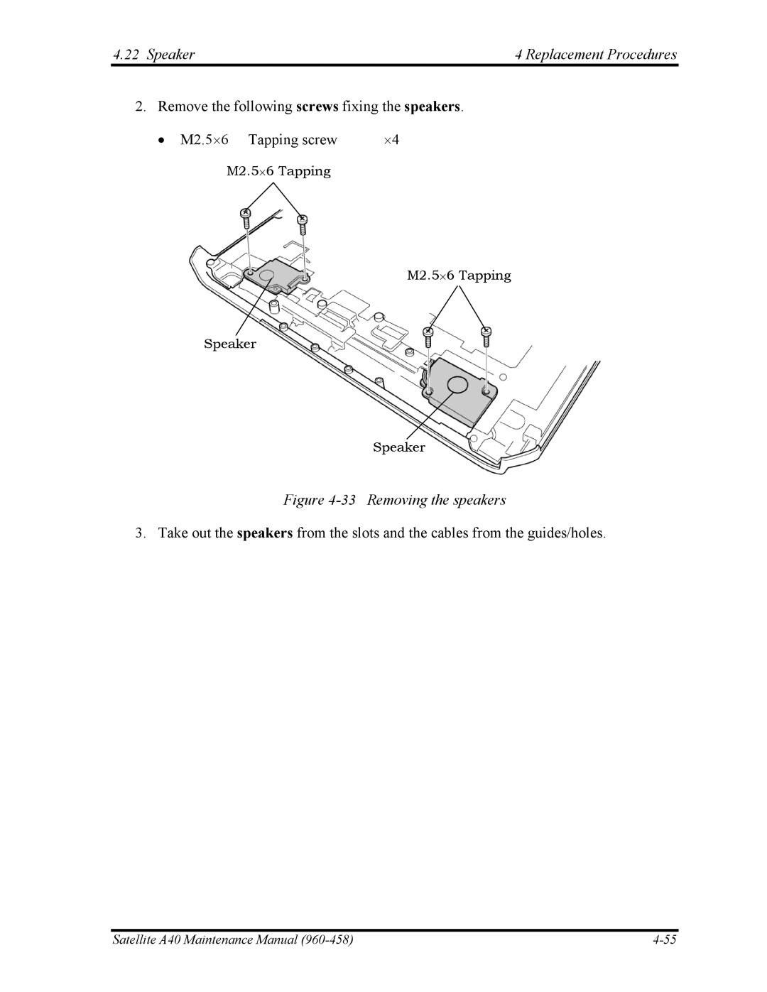 Toshiba A40 manual M2.5⋅6 Tapping 