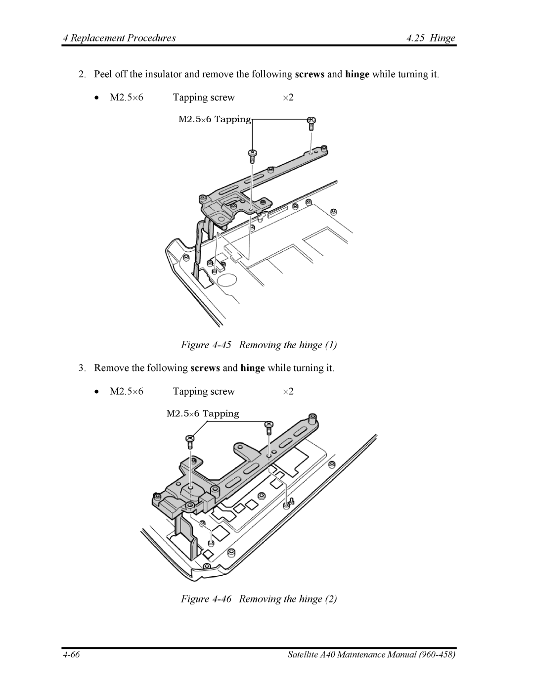 Toshiba A40 manual M2.5⋅6 Tapping 