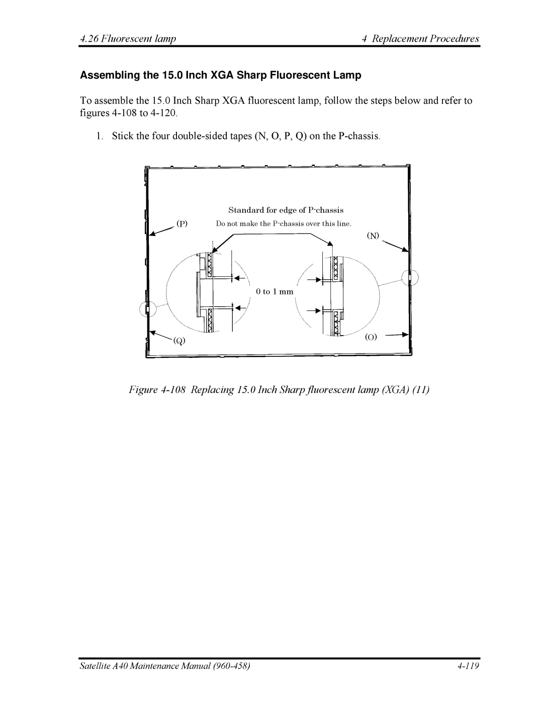 Toshiba A40 manual Assembling the 15.0 Inch XGA Sharp Fluorescent Lamp 