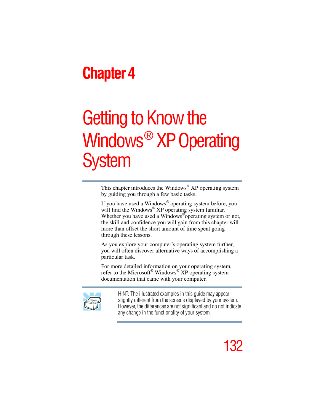 Toshiba A45 Series manual Getting to Know Windows XP Operating System 