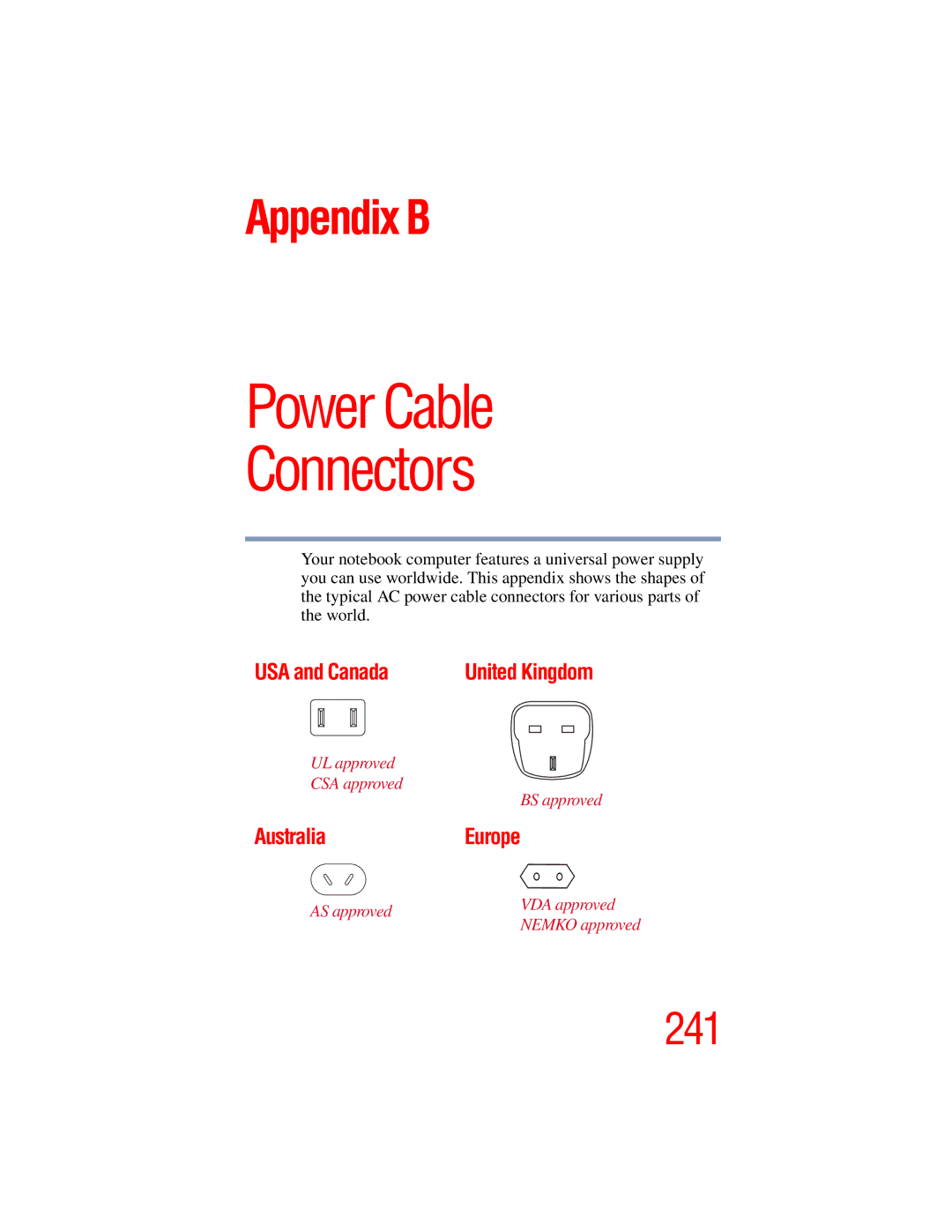 Toshiba A45 Series manual USA and Canada, AustraliaEurope 