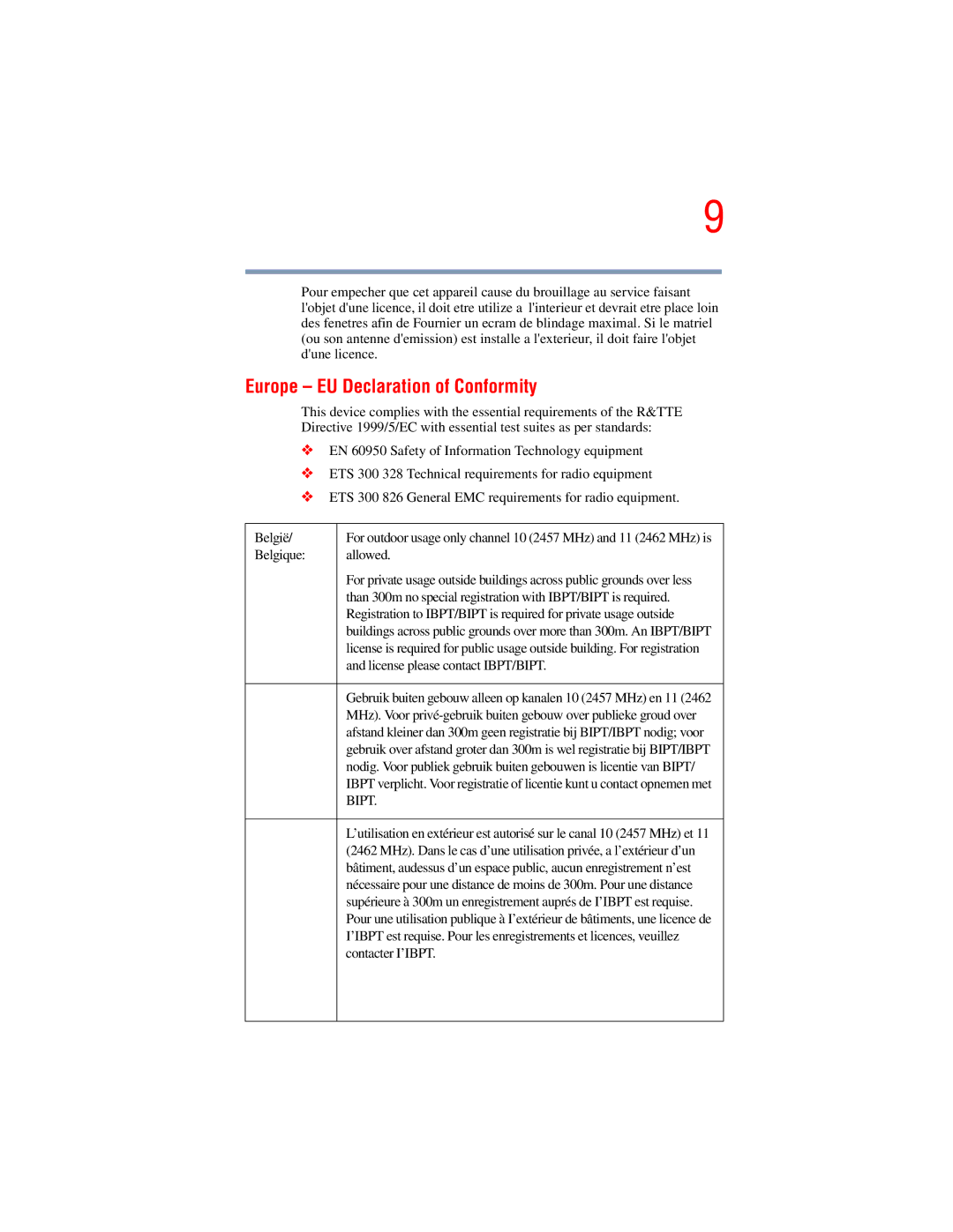 Toshiba A45 Series manual Europe EU Declaration of Conformity 