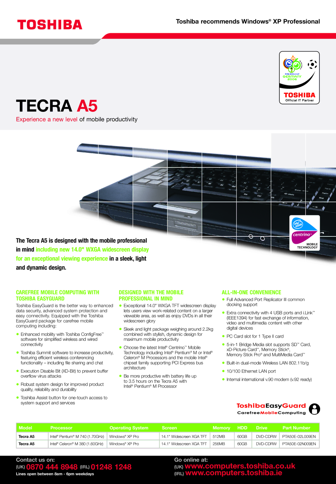 Toshiba manual Tecra A5 