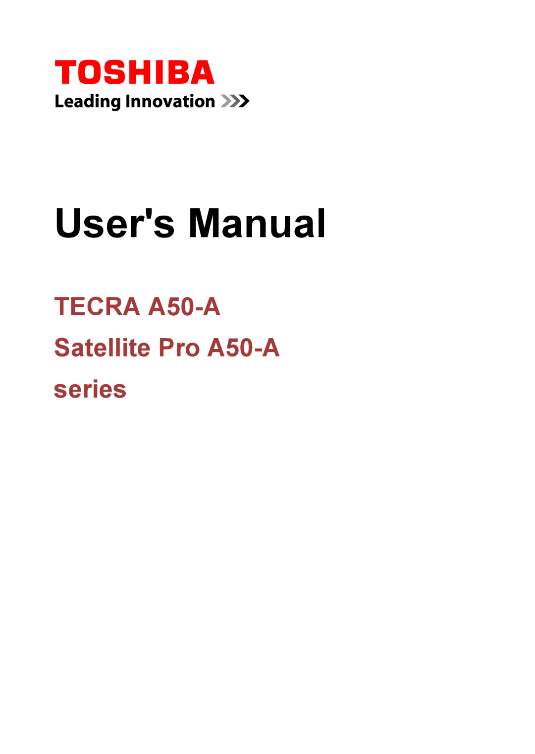 Toshiba manual Tecra A50-A Satellite Pro A50-A series 