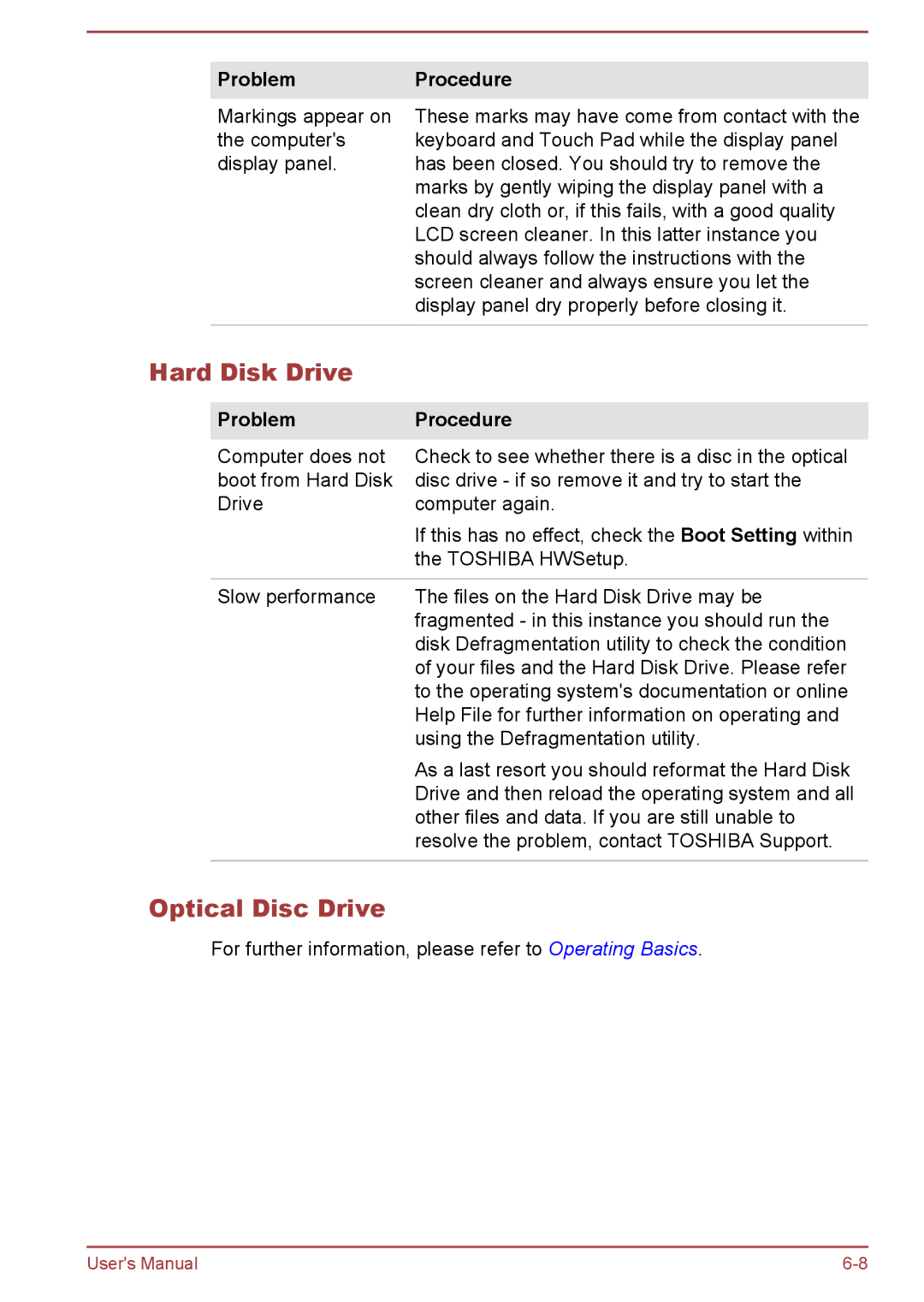 Toshiba A50-A manual Hard Disk Drive, Optical Disc Drive 