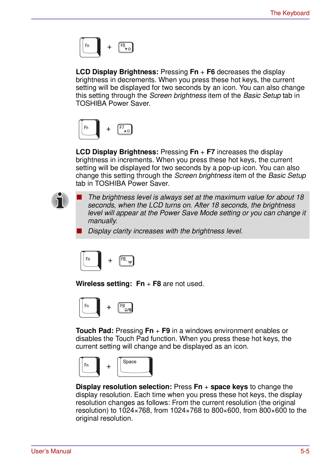 Toshiba A50 user manual Wireless setting Fn + F8 are not used 