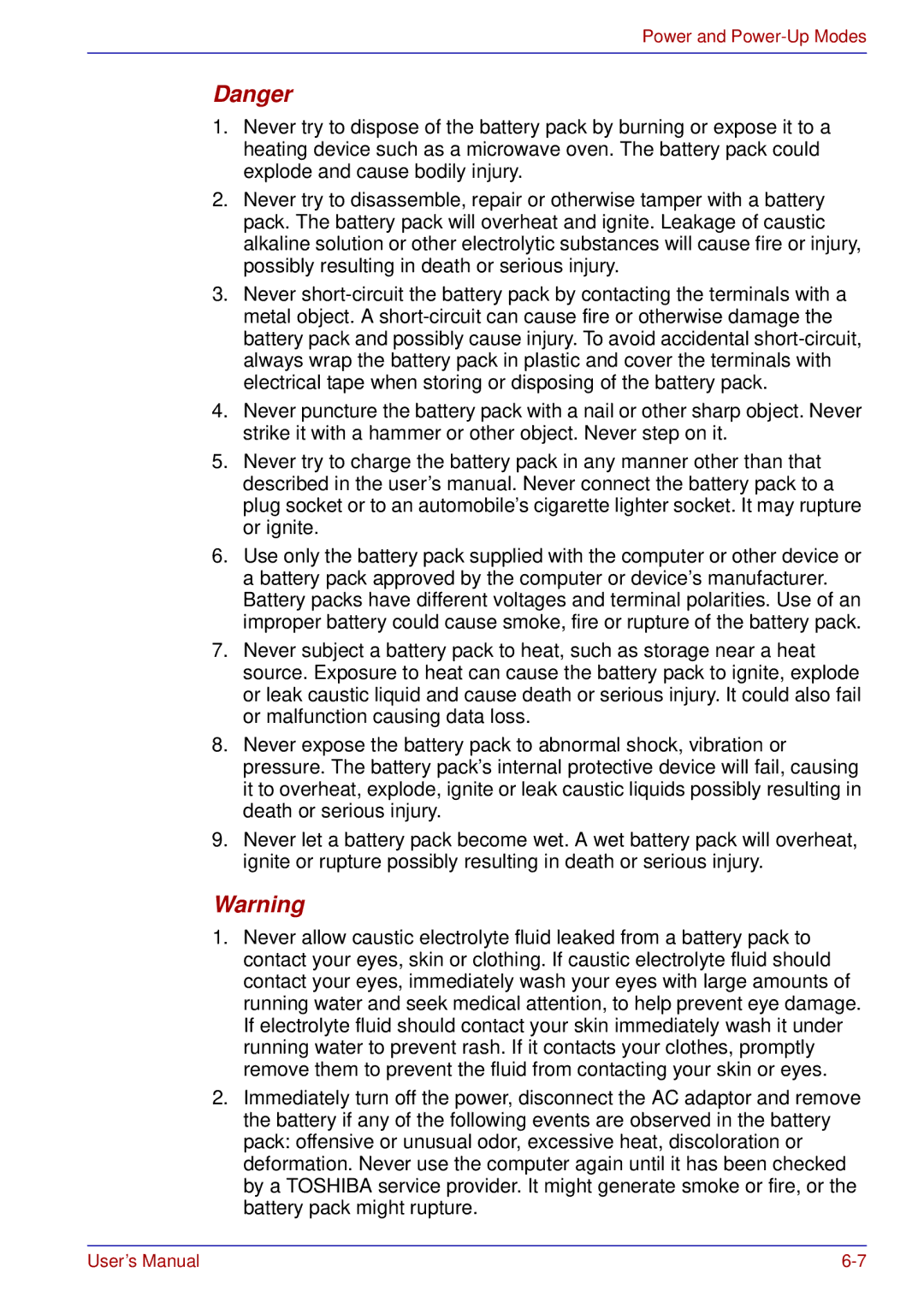 Toshiba A50 user manual Power and Power-Up Modes 