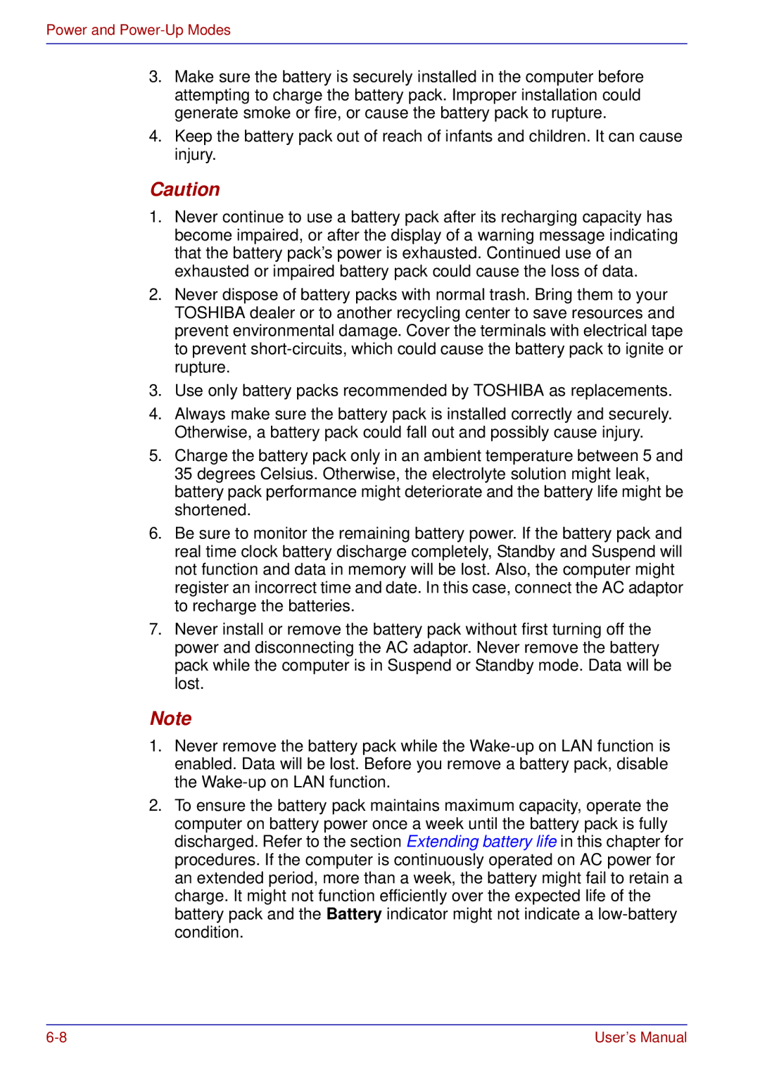 Toshiba A50 user manual Power and Power-Up Modes 