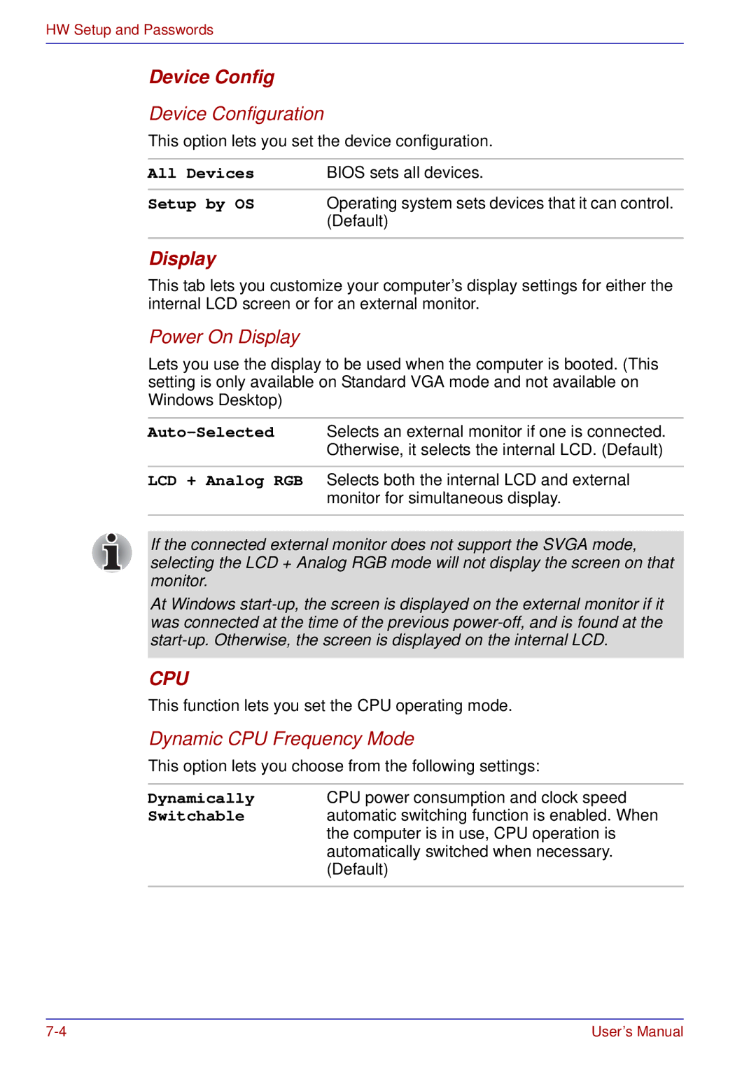 Toshiba A50 user manual Device Configuration 