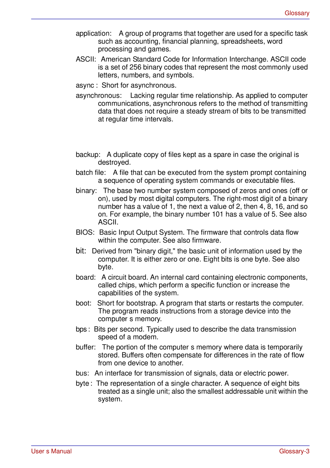 Toshiba A50 user manual Ascii 