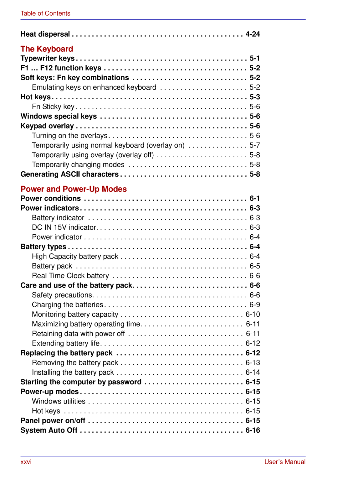 Toshiba A50 user manual Keyboard, Heat dispersal 