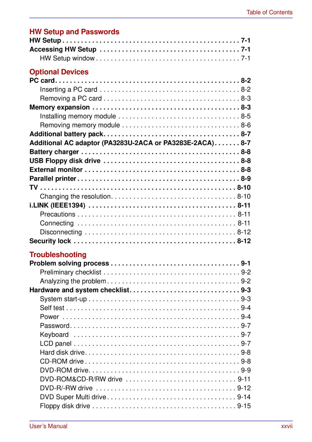 Toshiba A50 user manual HW Setup Accessing HW Setup, Security lock 