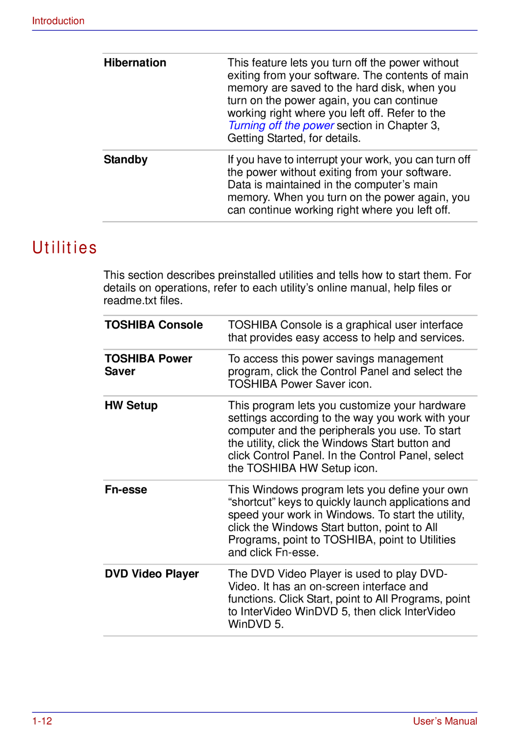 Toshiba A50 user manual Utilities 