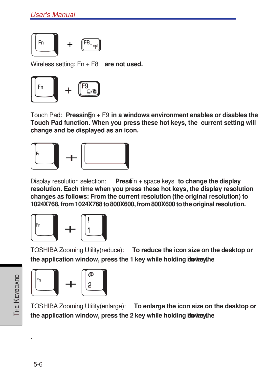 Toshiba A60 user manual Wireless setting Fn + F8 are not used 