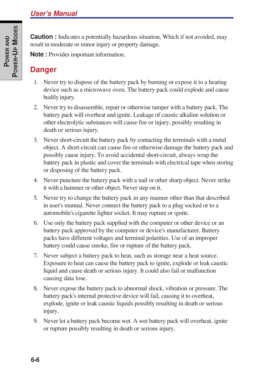 Toshiba A60 user manual Modes 