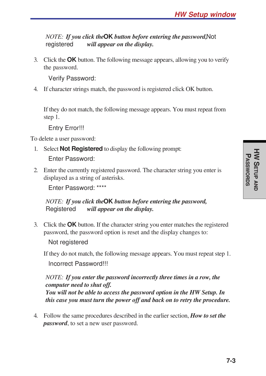 Toshiba A60 user manual HW Setup window 