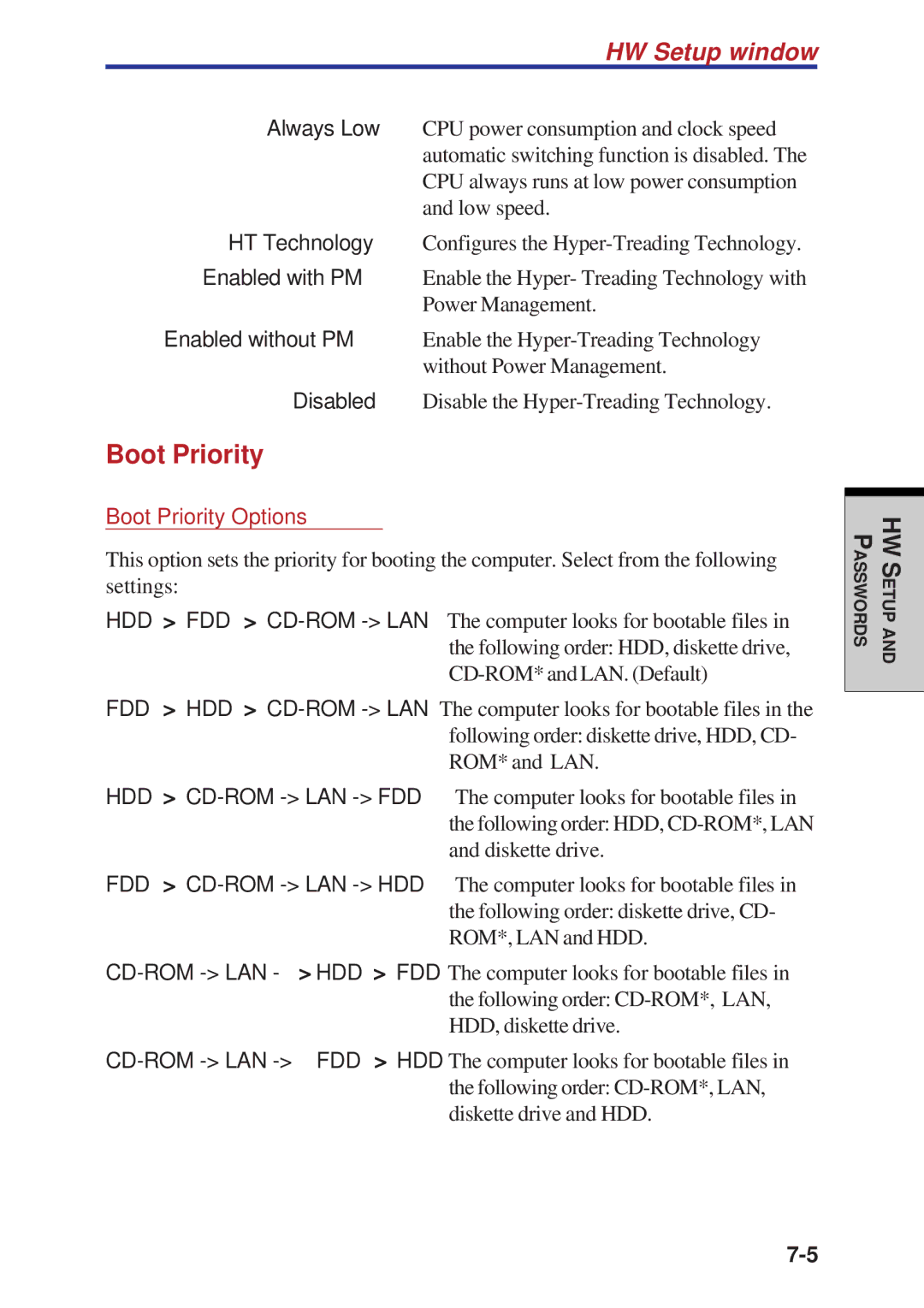 Toshiba A60 user manual Boot Priority Options 