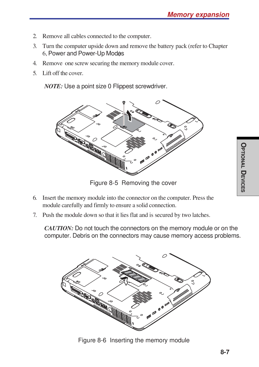 Toshiba A60 user manual Memory expansion 