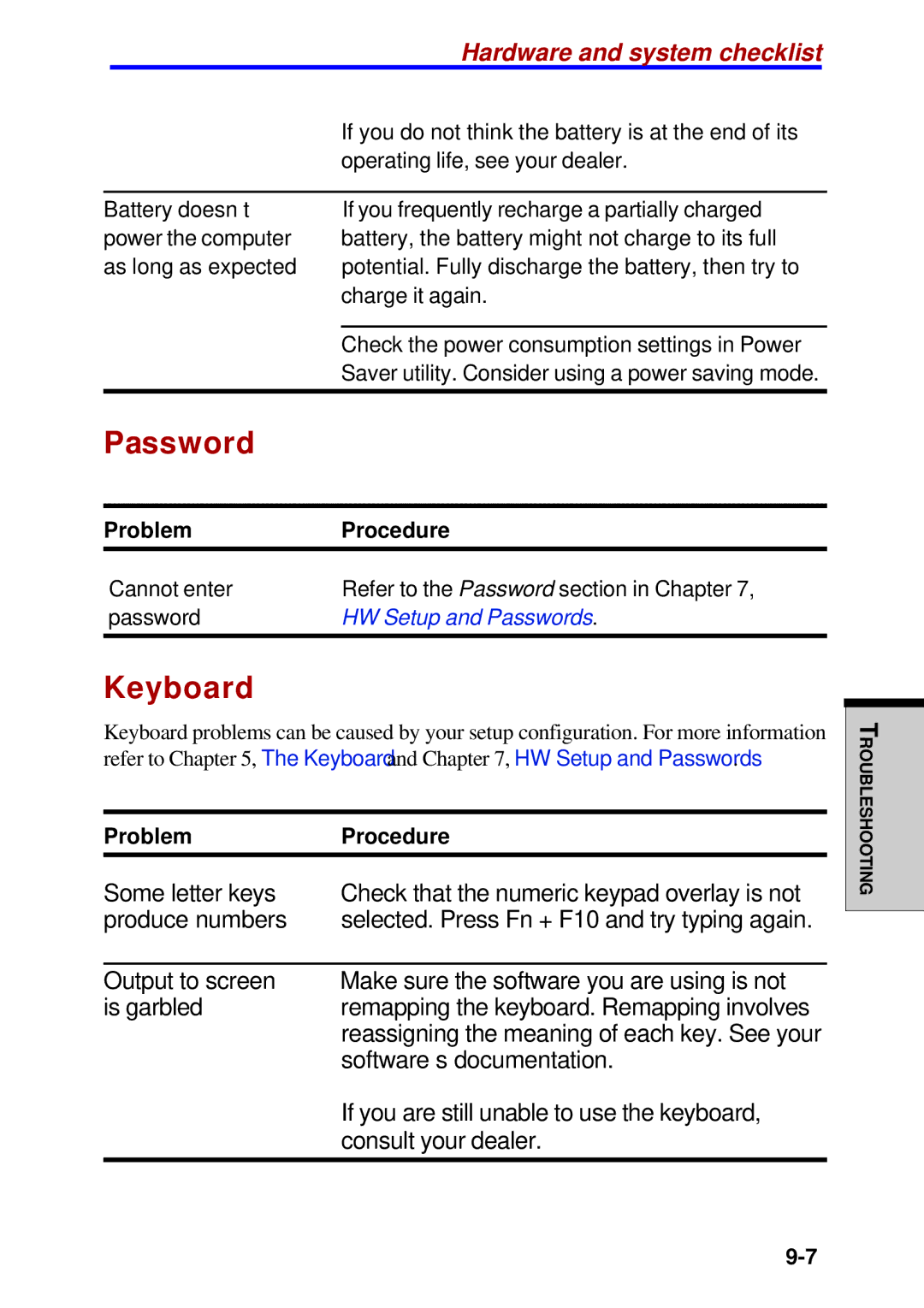 Toshiba A60 user manual Password, Keyboard 