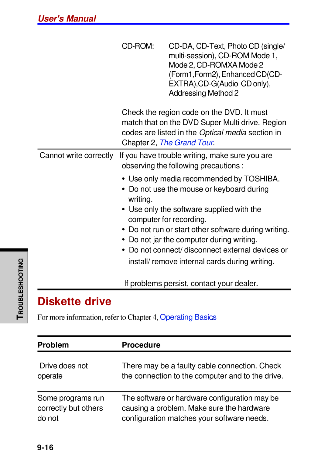 Toshiba A60 user manual Diskette drive 