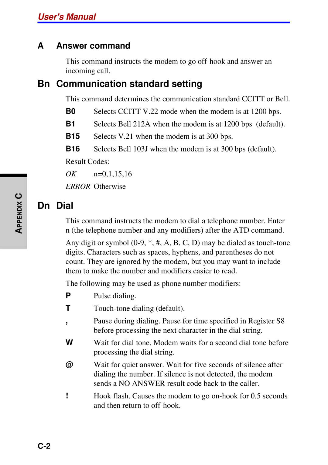 Toshiba A60 user manual Bn Communication standard setting, Dn Dial 