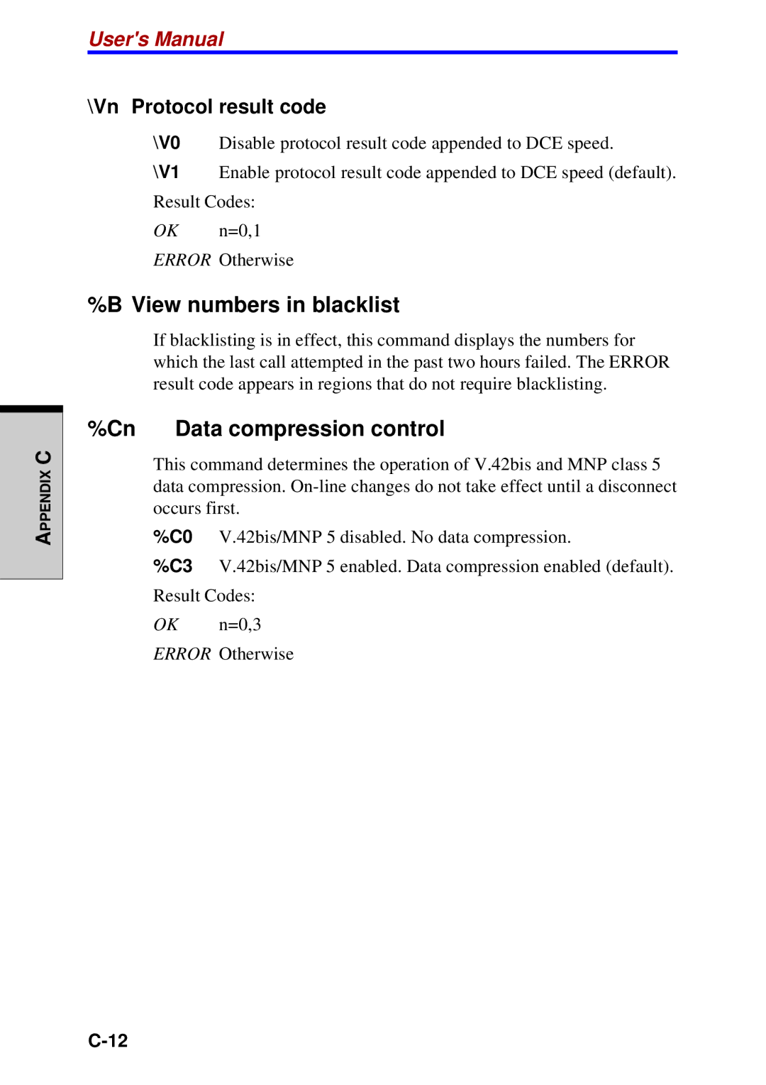 Toshiba A60 user manual View numbers in blacklist, Cn Data compression control 