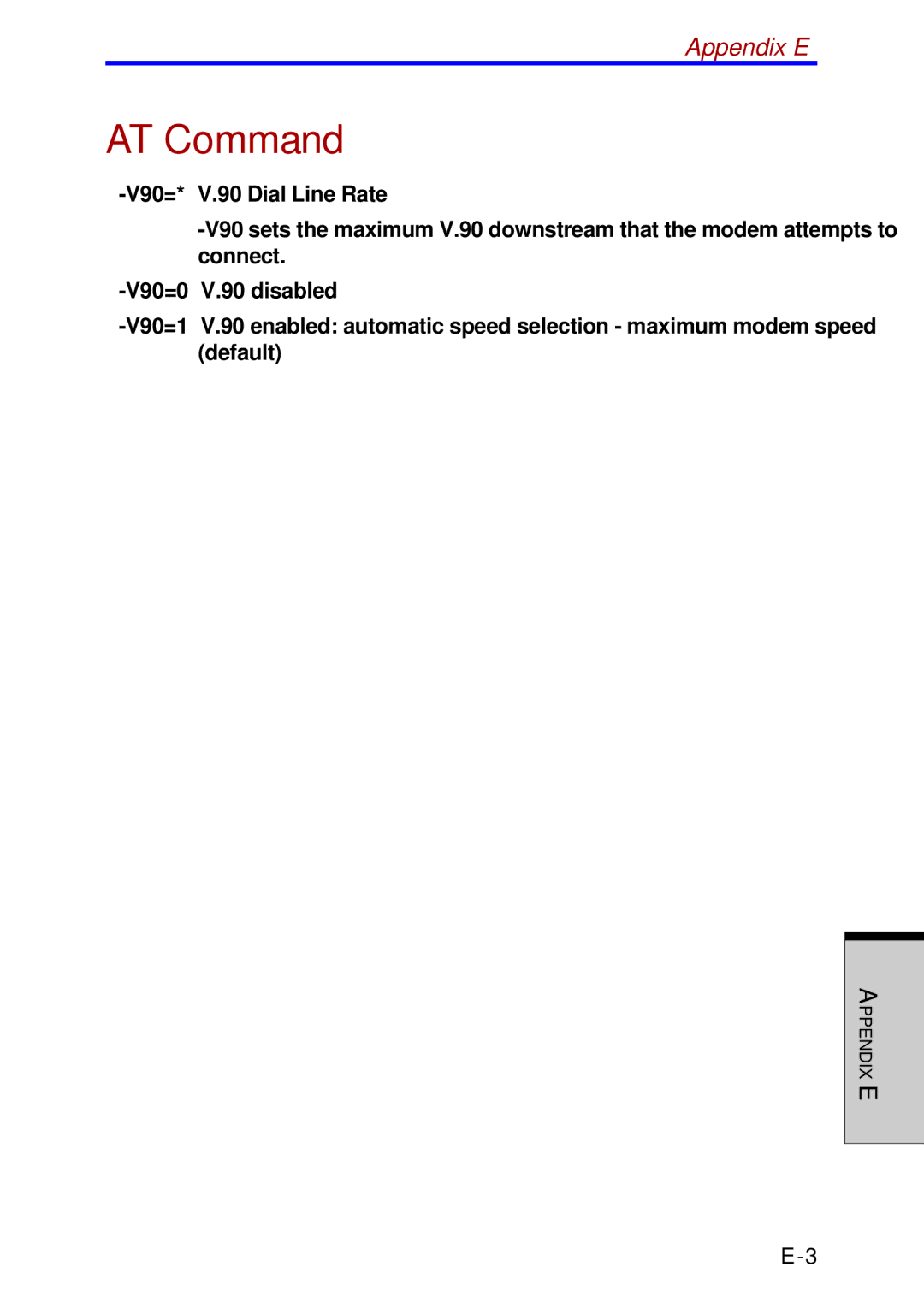 Toshiba A60 user manual AT Command, Appendix E 