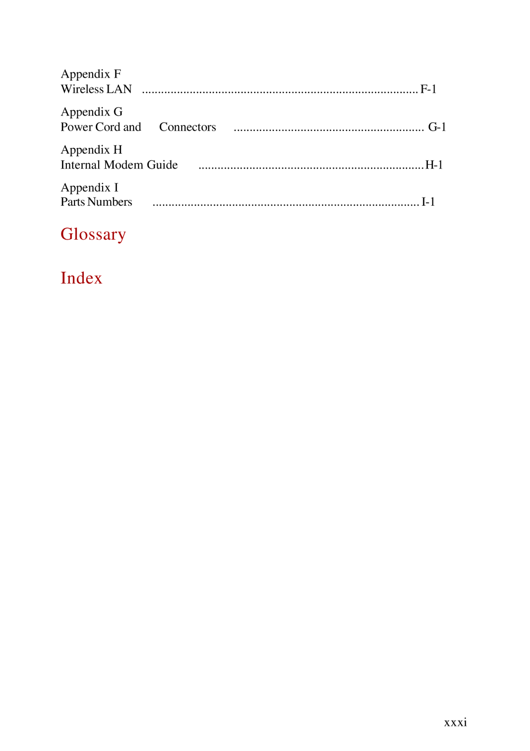 Toshiba A60 user manual Glossary Index 