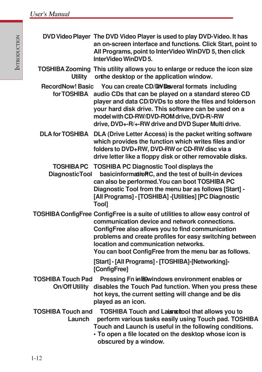 Toshiba A60 user manual Toshibapc 