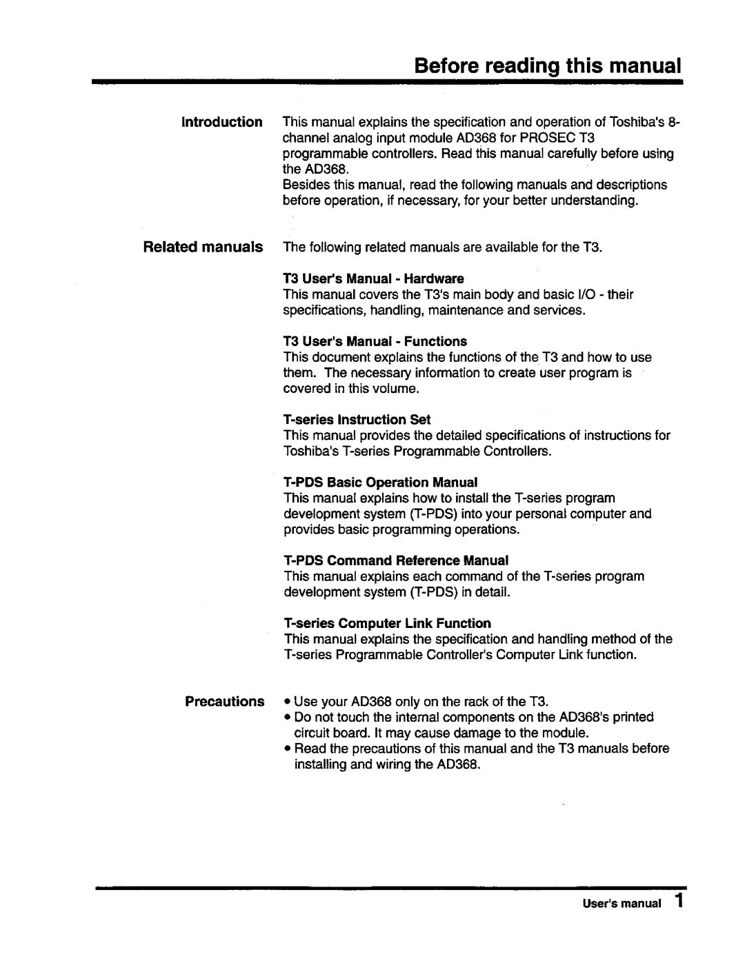 Toshiba AD368 user manual 