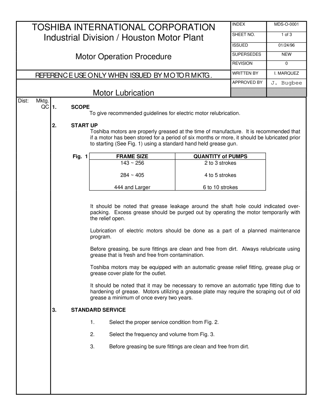 Toshiba Air Conditioner manual Motor Operation Procedure, Motor Lubrication 