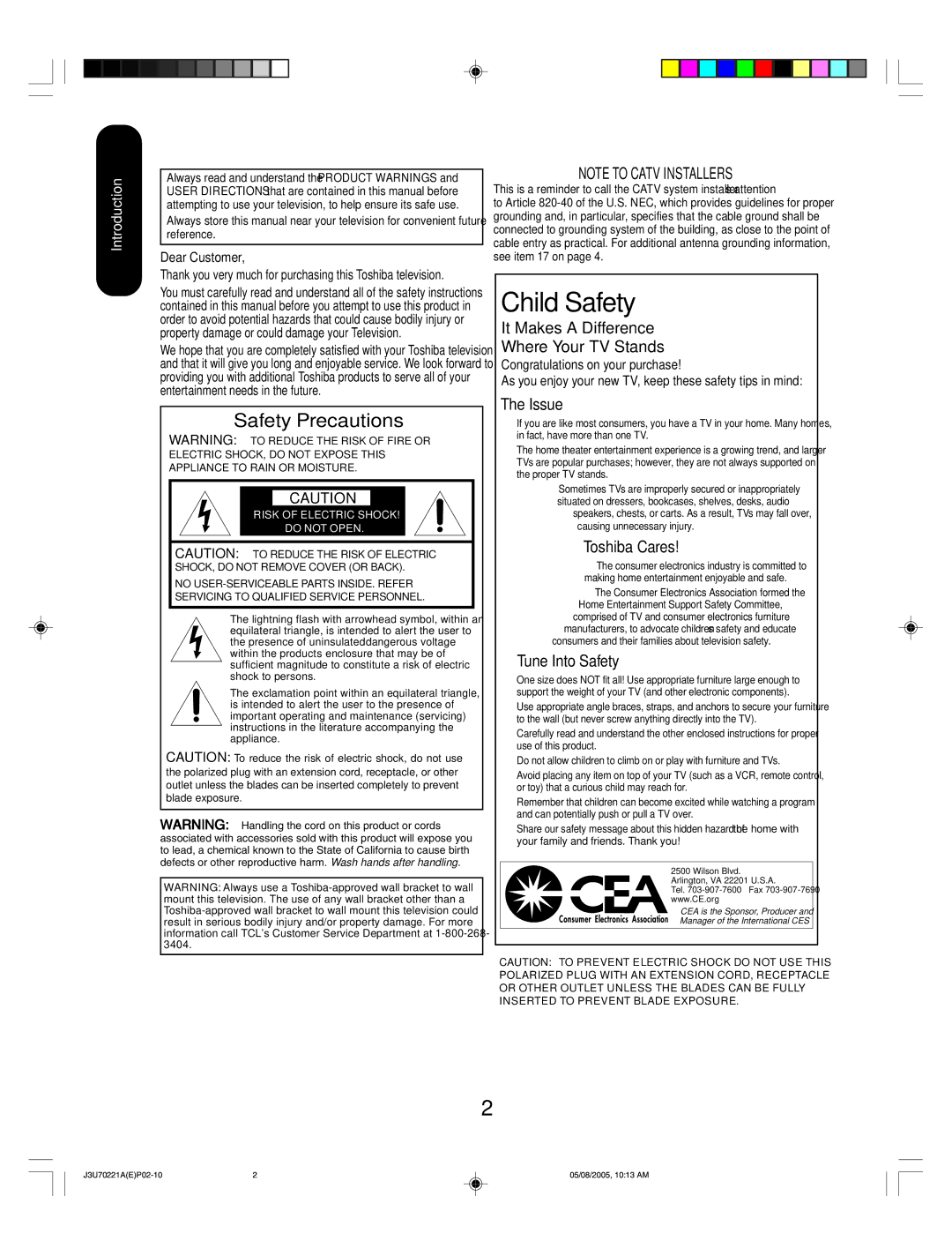 Toshiba AM40 appendix Child Safety 