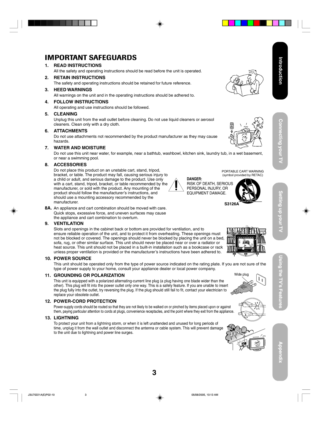 Toshiba AM40 appendix Risk of DEATH, Serious Personal INJURY, or Equipment Damage, S3126A 