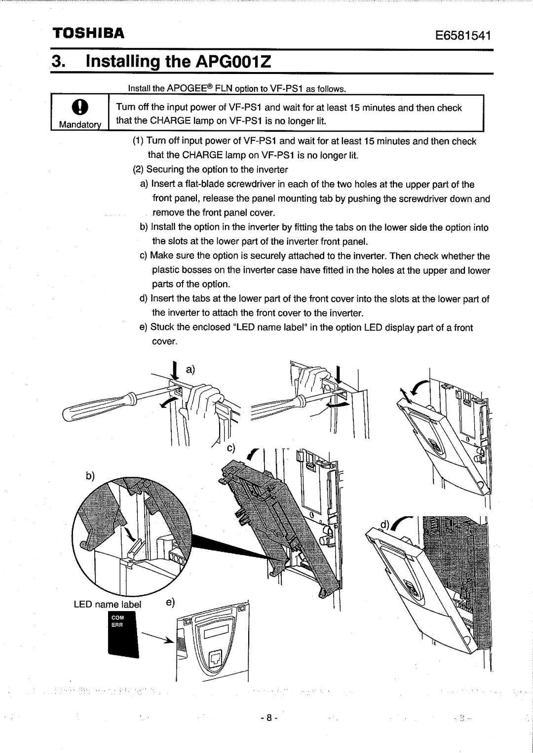 Toshiba APG001Z instruction manual 