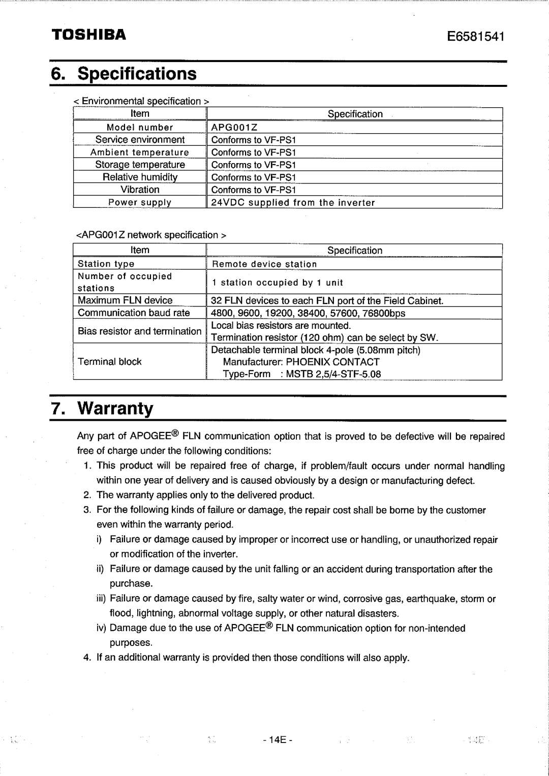 Toshiba APG001Z instruction manual 