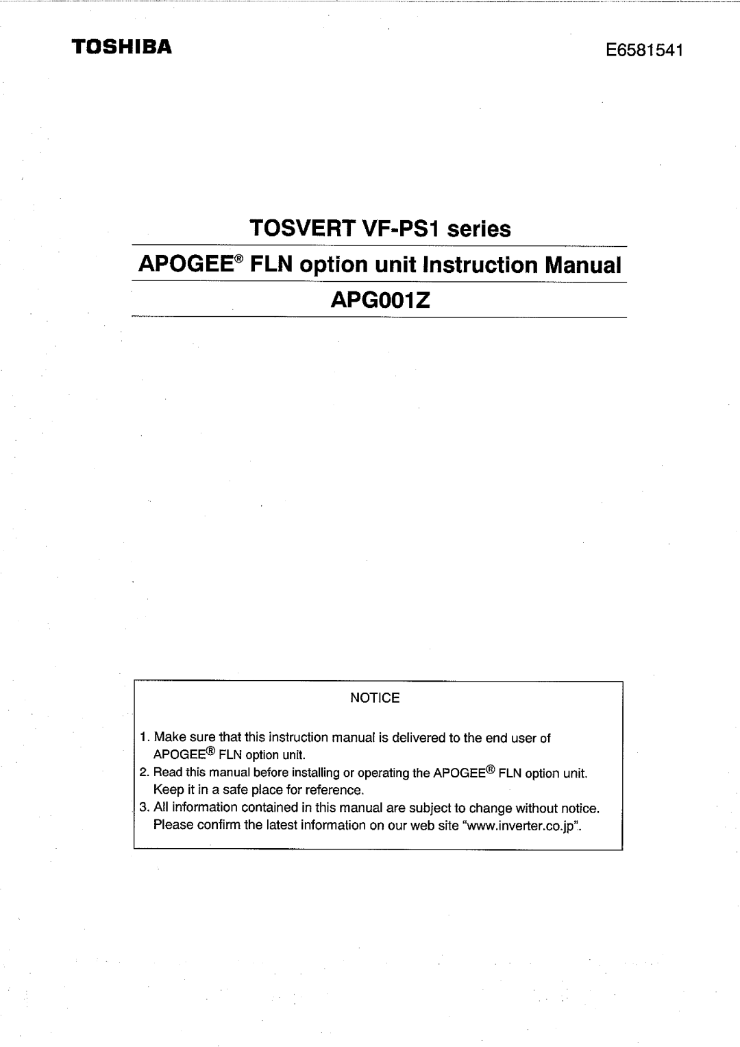 Toshiba APG001Z instruction manual 