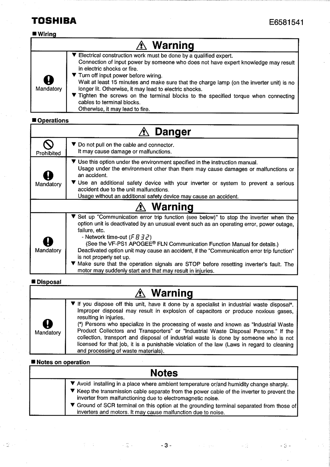 Toshiba APG001Z instruction manual 