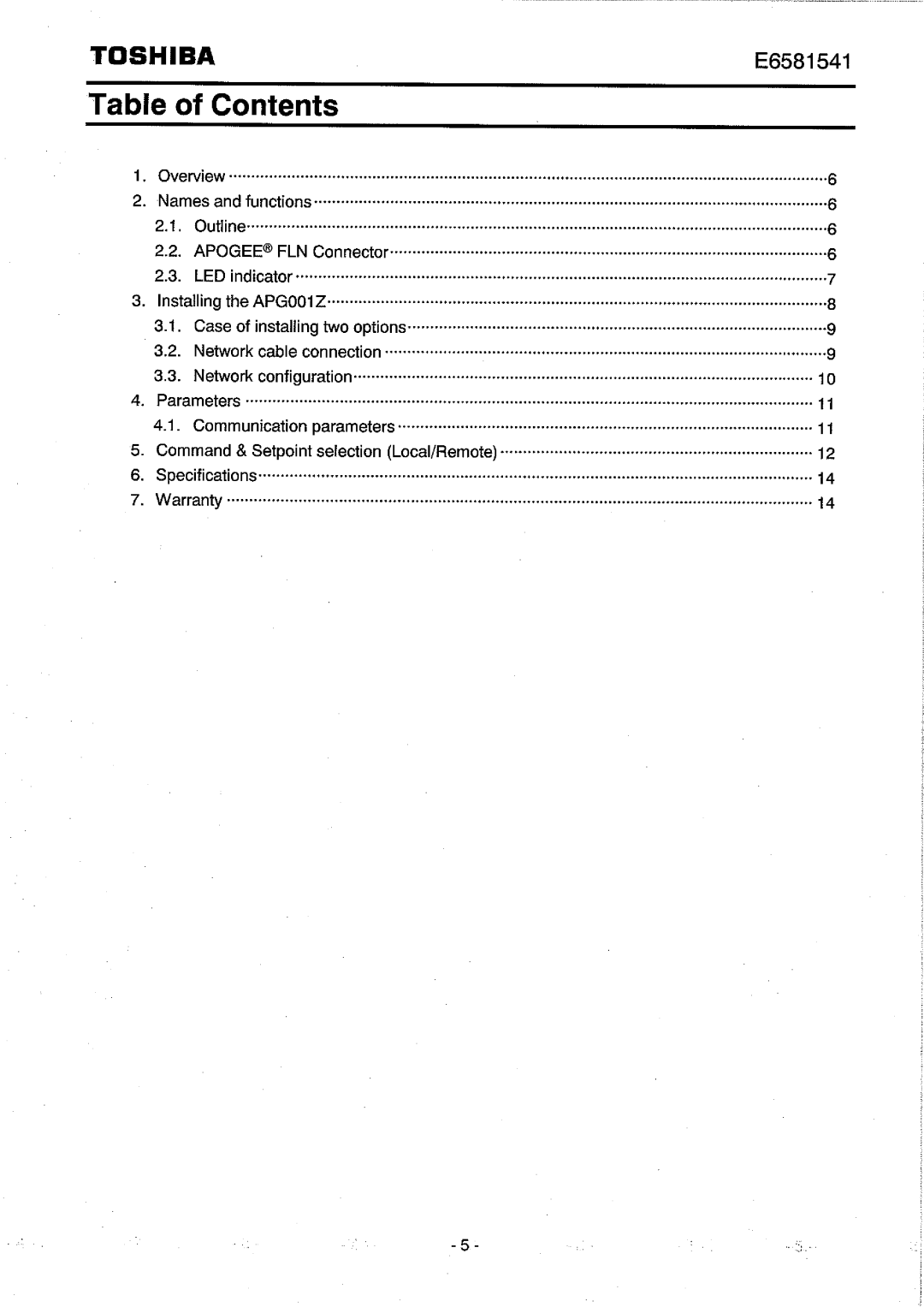 Toshiba APG001Z instruction manual 