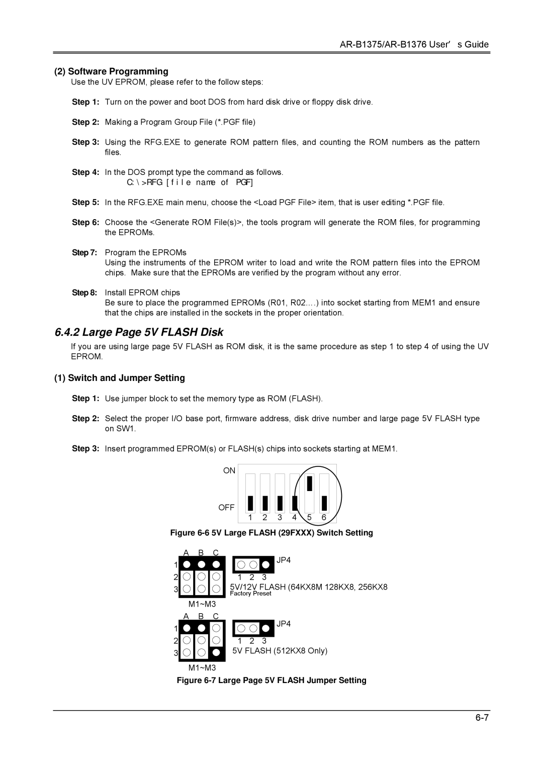 Toshiba 386SX, AR-B1376, AR-B1375 manual Large Page 5V Flash Disk, Software Programming, JP4 