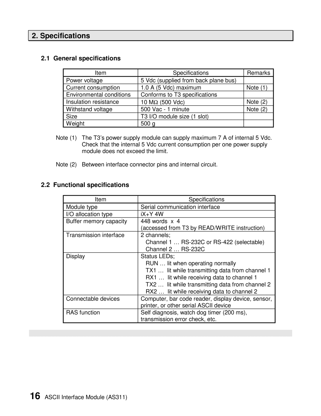 Toshiba AS311 user manual Specifications, General specifications, Functional specifications 