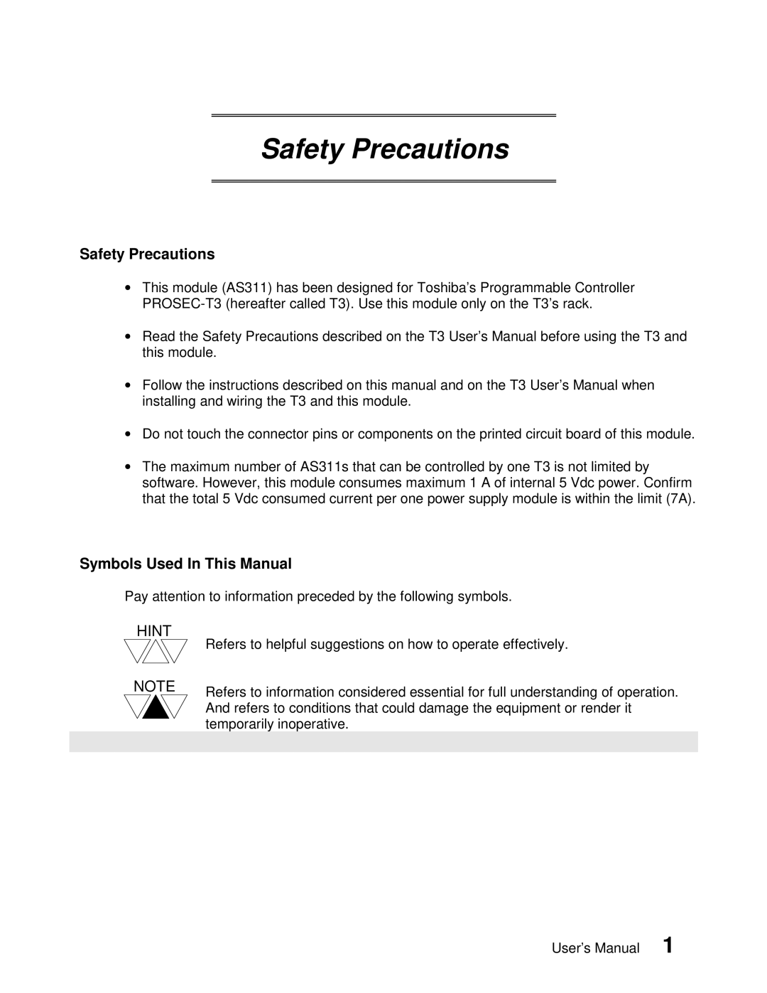 Toshiba AS311 user manual Safety Precautions, Symbols Used In This Manual 