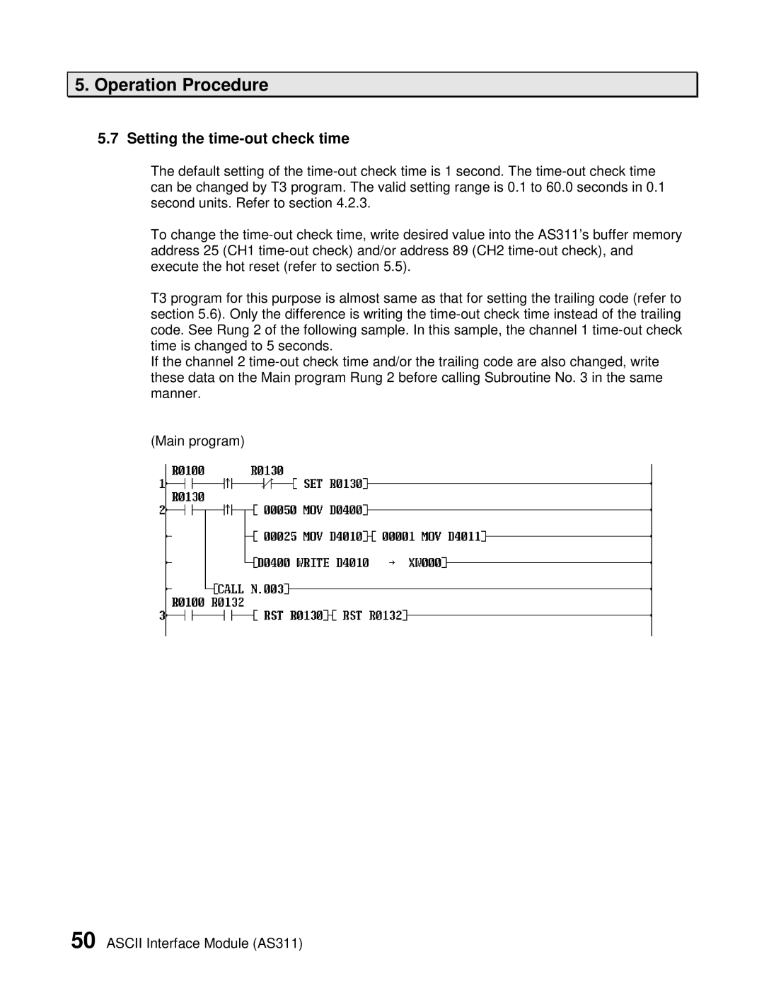 Toshiba AS311 user manual Setting the time-out check time 